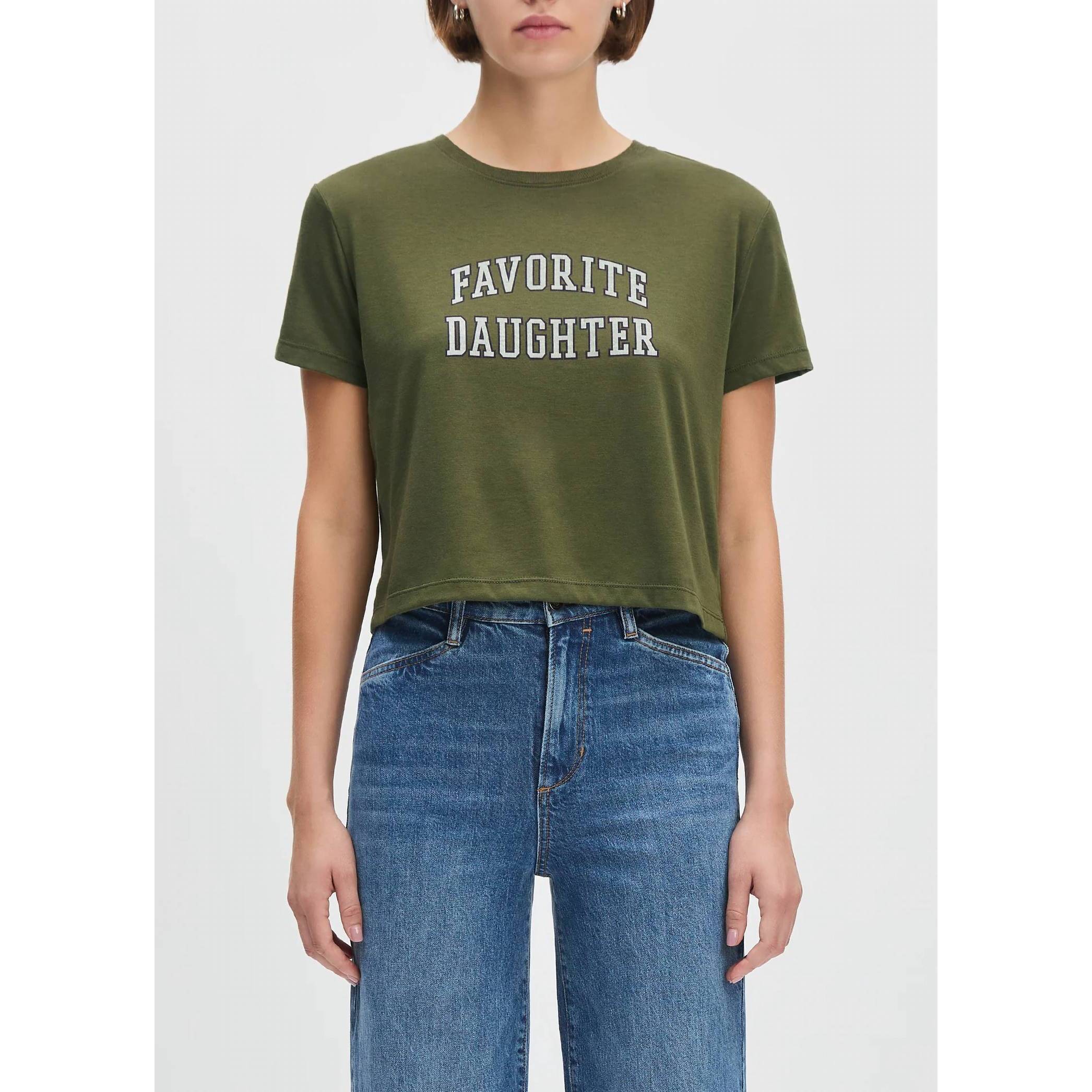 New Favorite Daughter Cropped Collegiate Tee In Gardenia Smoketree